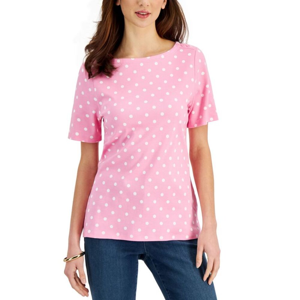 Charter Club Cotton Dot Print Top